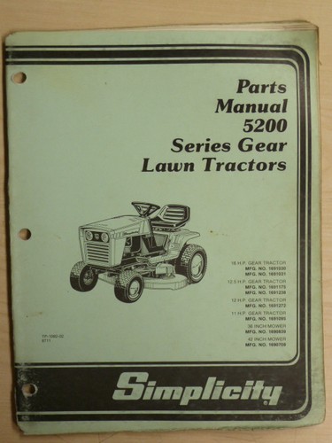 Simplicity parts manual 5200 - manual,