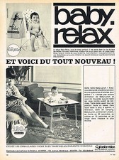PUBLICITE ADVERTISING 015  1965  BABY RELAX   siège bébé chaise de table
