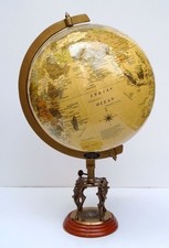Globe 20" carte du monde globes de terre avec boussole à base en bois de...
