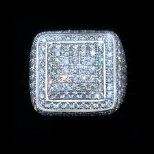 7.4Ct 100% Argent Sterling Brillant Imitation Diamant Vintage Serti Bague Hommes