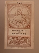 image pieuse communion pascale  1929 maizieres les metz N° 673
