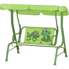 Froggy Balançoire pour Enfants Acier Vert Polyester 115x118cm Jardin Meubles