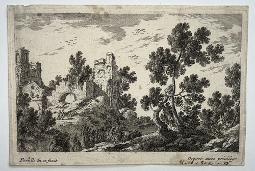 Arbres ruines paysage gravure - ruines,