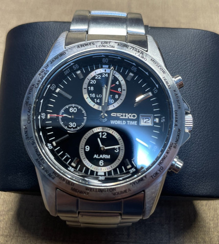 Seiko 5t82 0ad0 world time - seiko, 5t82-0ad0