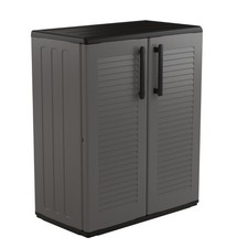 Armoire basse Grise 2 portes 1