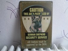 TOLE METAL CHIEN SECURITY BERGER ALLEMAND NO PLAQUE EMAILLEE ANCIENNE 20 X 30 CM