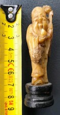Ancien figurine dieu Sage Chinois old China Chine en pierre Lard Jade ? Netsuke?