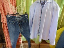 Lot 42belle Chemisehomme Petitscarreaux bleu ET jeans pantalon criques