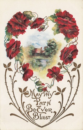 1908 embossed red poppies - embossed,