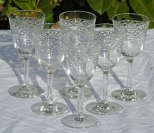 Saint Louis - Service de 6 verres à vin en cristal taillé service manon Cat 1930