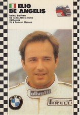 RARE CARTE POSTALE PILOTE F1 GRAND PRIX SAISON 1986-1987 ELIO DE ANGELIS BRABHAM