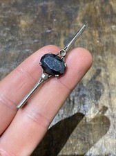 Ancienne Broche En Argent Massif Art Déco Marcassite Onyx