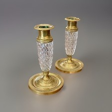 Paire bougeoirs bronze Empire