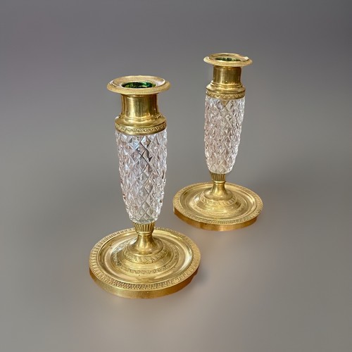 Paire bougeoirs bronze empire - bougeoirs,
