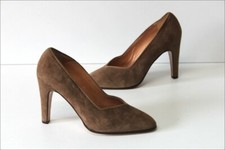 GUIDO PASQUALI Escarpins Velours Marron Clair Doublés Cuir T 36 TBE