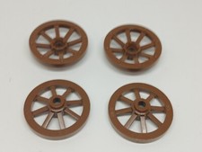 LEGO Château : 4x Roue Chariot 27mm - Réf 2470 marron - Set 6079 6038 6042 9376