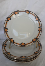 4 assiettes à dessert en porcelaine décor art déco