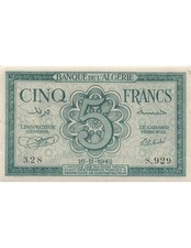 Algérie 5 Francs - 16-11-1942