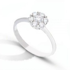 Bague Solitaire en or Blanc 18 Carat avec Zircons Blanc Femme