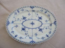 ANTIQUE STUNNING 12" ROYAL COPENHAGEN # 1147 BLUE FLUTED FULL LACE OVAL PLATTER