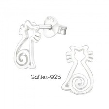 Femmes Filles 925 Argent Sterling Chat Spirale Queue Boucles D'Oreilles