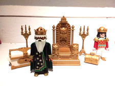 PLAYMOBIL LOT TRÔNE ROYALE/ ROI CHÂTEAU MÉDIÉVAL COFFRE FORTERESSE