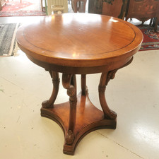 GUERIDON Bois Sculpté Acajou Style EMPIRE COL de CYGNE Table Appoint 39MAG 22/10