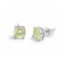925 Argent Jaune Zircone Round Stud Earrings
