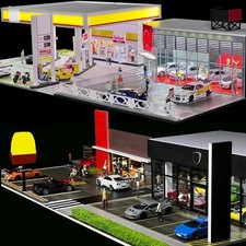 Diorama garage LED 1:64 – Modèle de scène GFans avec 12 places de parking