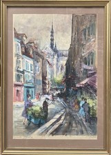 Tableau Peinture Cadre 20è XXè J. Tendron Paris Rue du haut Pavé Expressionnisme