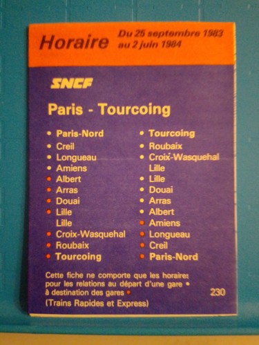 Horaires paris tourcoing - , paris-tourcoing