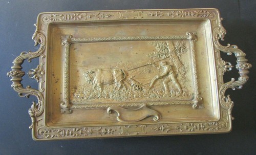 Plateau bronze xixe signé - en,