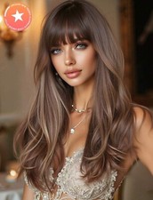 Perruque Femme Brune Wig Synthétique Courte 55cm Kit Complet Pro