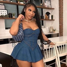 Jean bretelles Sexy Mini Jupe