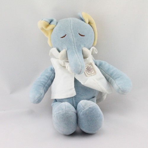 Doudou éléphant bleu gilet