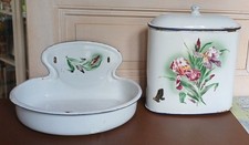 Ancienne Fontaine émaillée décor d'Iris - 1900