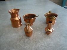 LOT 5 MINIATURES EN CUIVRE - CHAUDRON , AMPHORE,CAFETIERE - Hauteur  5 -6- 8 cm