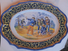 Grand Plat Faience HB Quimper periode 1930  d'apres Deyrolle Bretagne Breton .