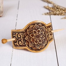 Barrette en bois et écorce -