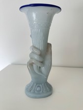 Ancienne Opaline de Foire Main Vase Cornet Napoléon III Vallerysthal Portieux