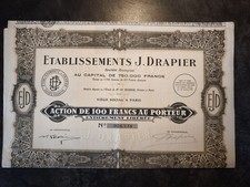 Action Au Porteur J. Drapier 1928