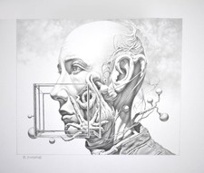 "Portrait Surréaliste N° 23"  Dessin au Crayon / Original signé B. Dumaine