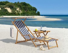 Chaise longue, bleu blanc