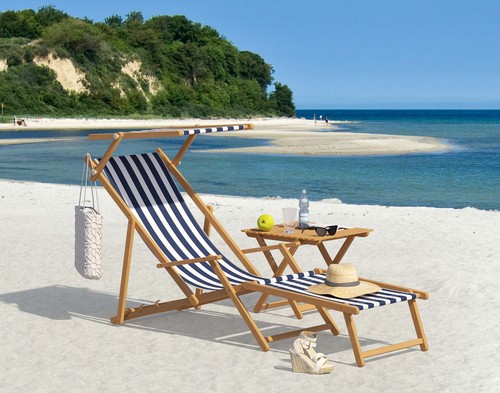 Chaise longue bleu blanc - longue,,