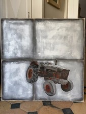 Noêlle ROUDINE  -  Poudre minérale et sable sur toile - 120X120 - Tracteur