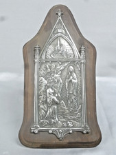 🇫🇷 RARE CADRE PLAQUE RELIGIEUSE NOTRE DAME DE LOURDES VIERGE BOITE MUSIQUE BOX