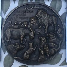 MÉDAILLE EN BRONZE VIRION MEDAL ART LES ANIMAUX MALADES DE LA PESTE 