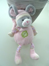 73. DOUDOU PELUCHE GIPSY MUSICAL SOURIS ROSE GRIS VERT FEUILLE 24cm - musique HS