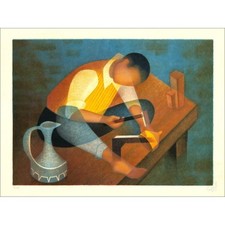 TOFFOLI Louis - Lithographie originale "L’étameur (Le Dinandier)" 50x65cm - 1986