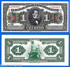 Costa Rica 1 Colon 1917 UNC Central America Paypal  Free Shipping Worldwide